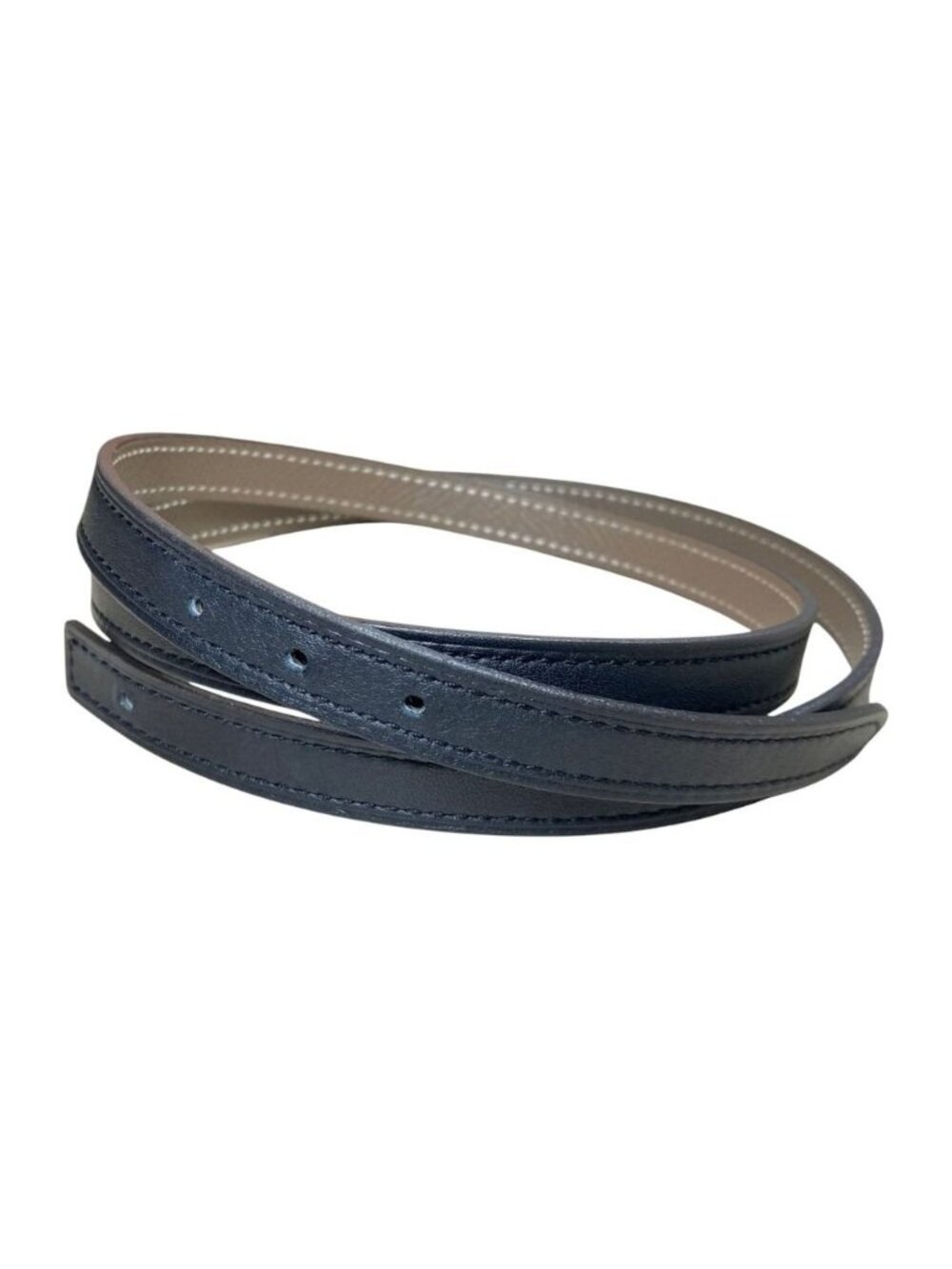Hermes Reversible Narrow Belt 13 80 Black Gray Noir Etoupe